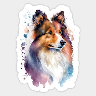 Colorful Shetland Sheepdog Watercolor Art Sticker